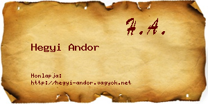 Hegyi Andor névjegykártya